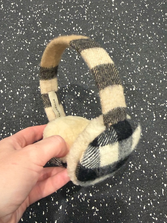Burberry Plaid Earmuffs in Black & Cream